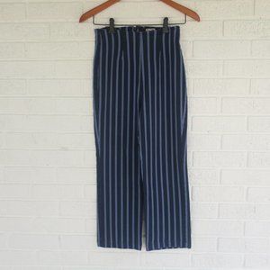 Reformation navy striped high-rise pants